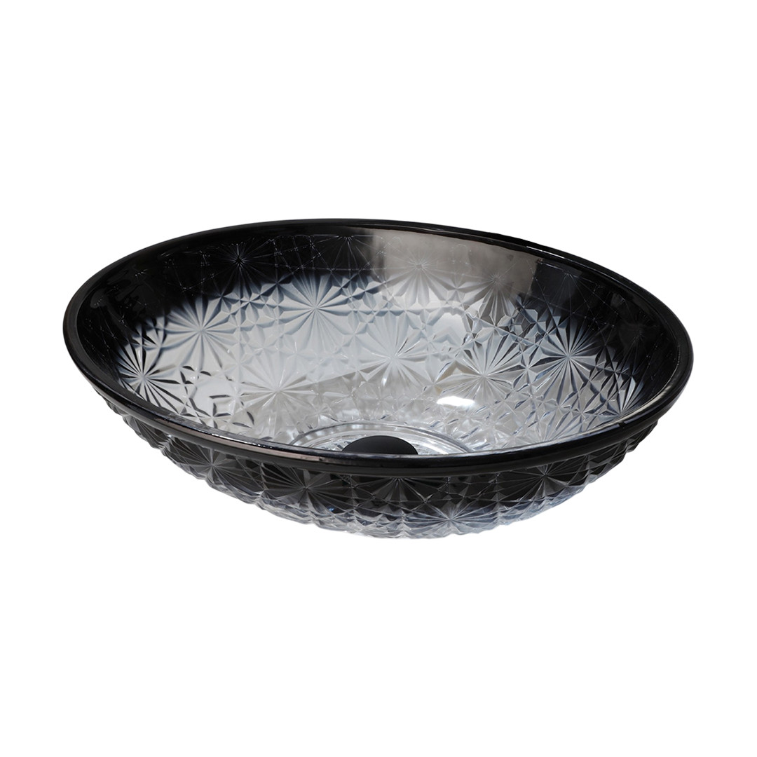 Drop Decorative Oval Glass Wash Basin Black