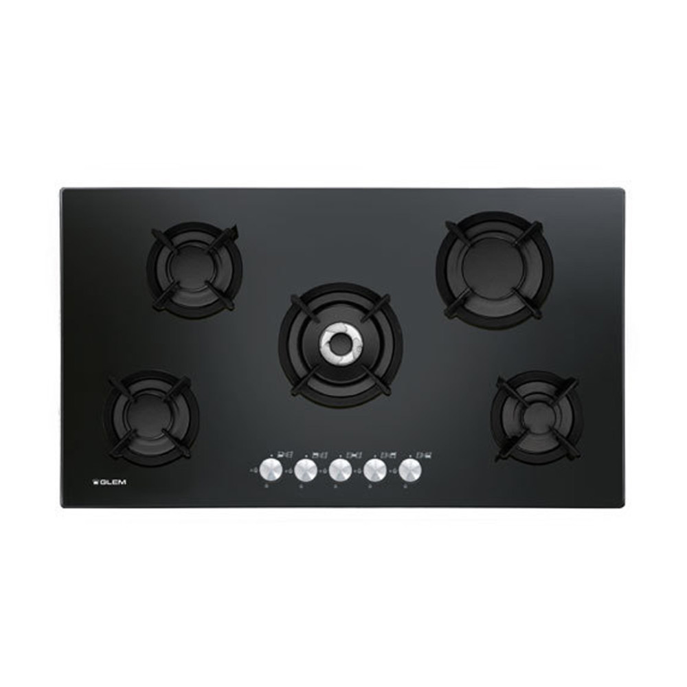 Glemgas Built-in Gas Hob 5 Burners 90 cm Black