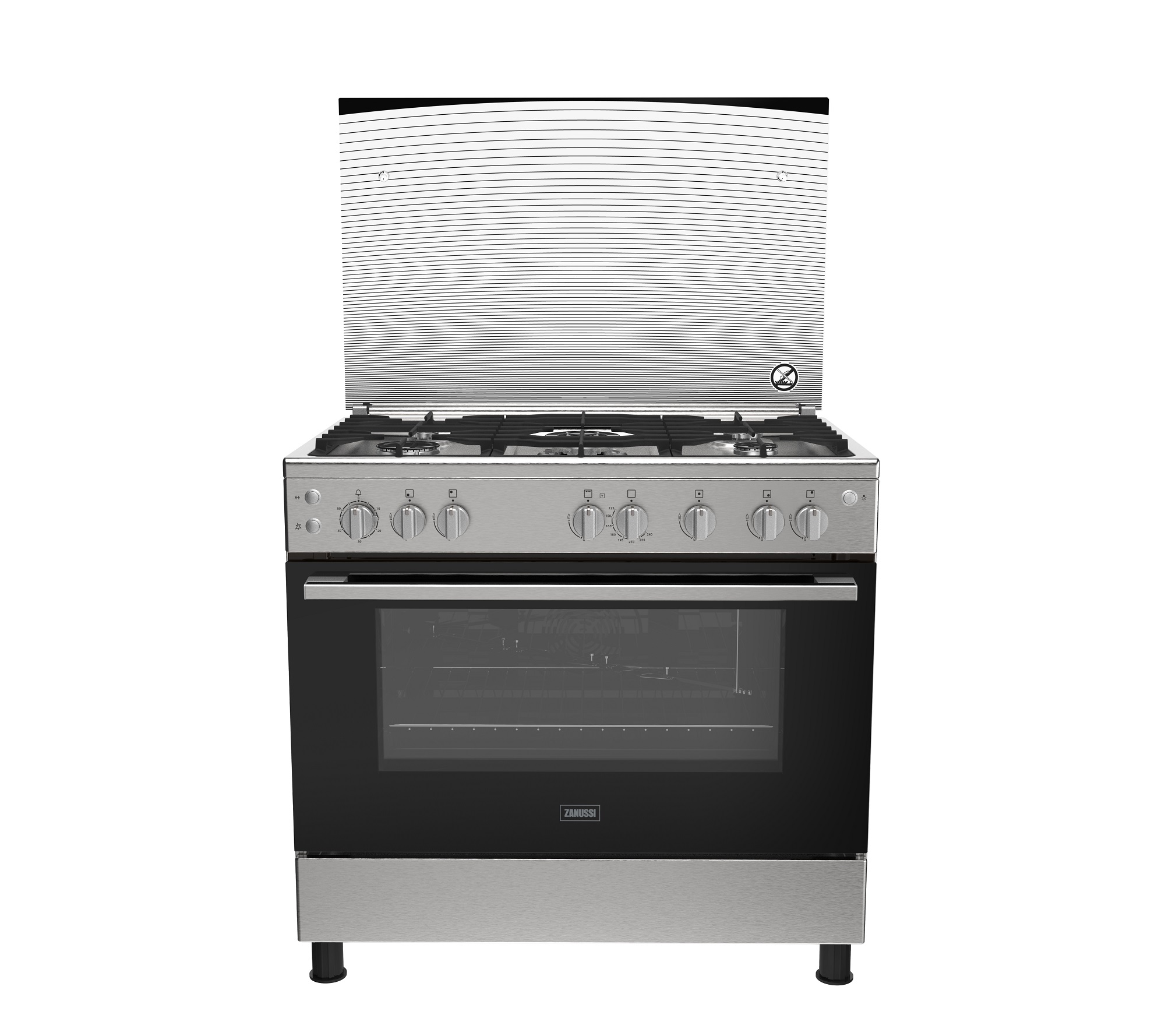 Zanussi Cool Cast Gas Cooker 5 Burners 90 cm Stainless Steel