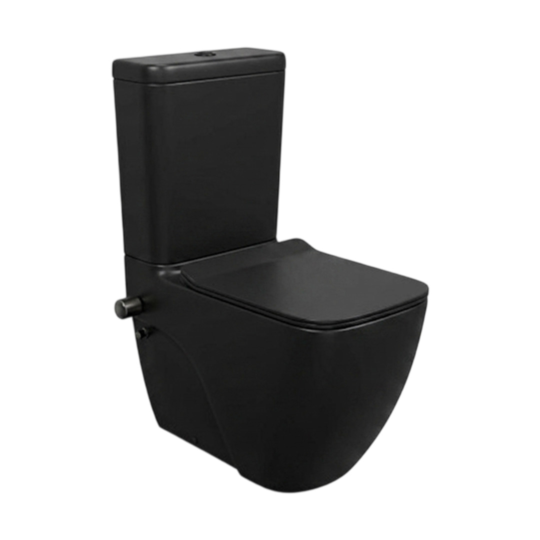 Lecico Matrix Square Close-Coupled Toilet Matt Black