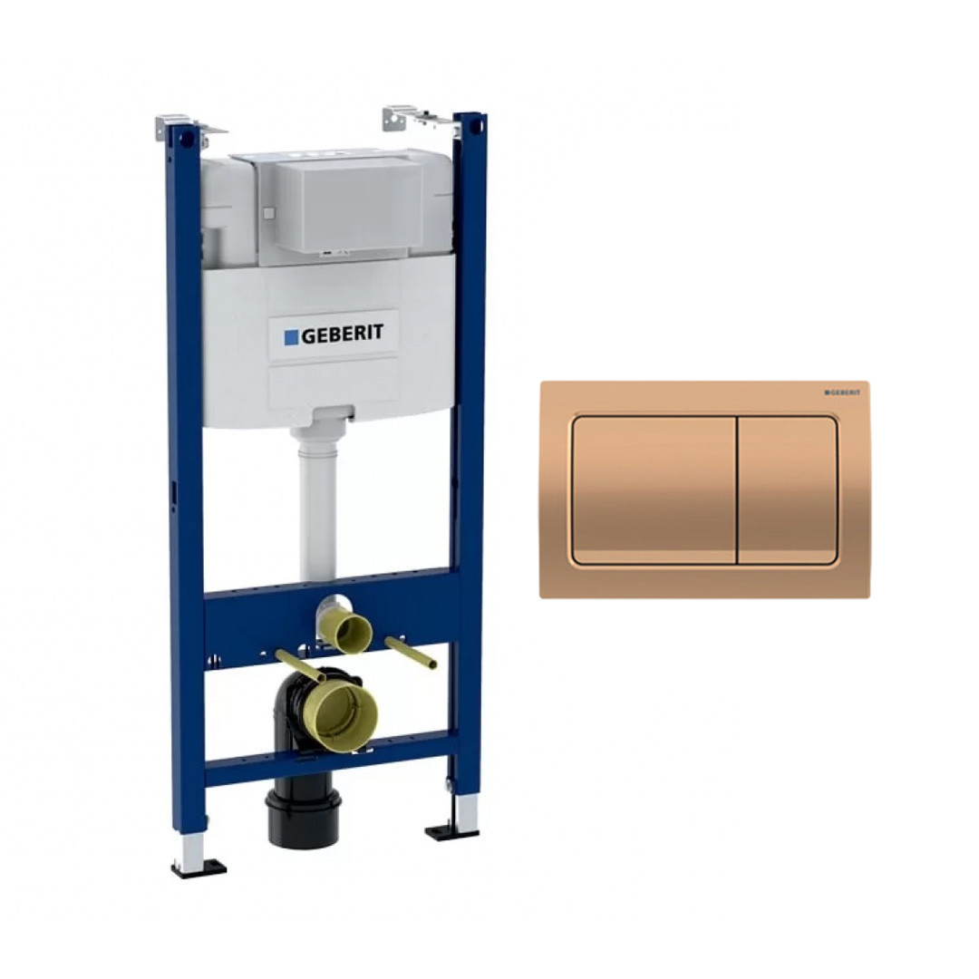 Geberit Alpha 01 Chassis Concealed Flush Tank with Flush Plate Matt Rose Gold