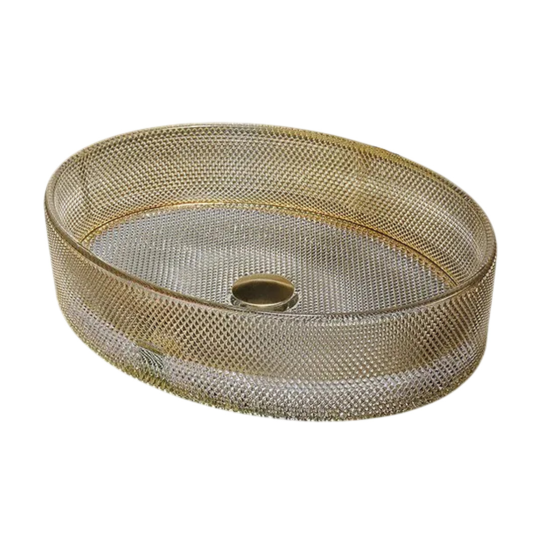 Drop Decorative Oval Glass Wash Basin Gold