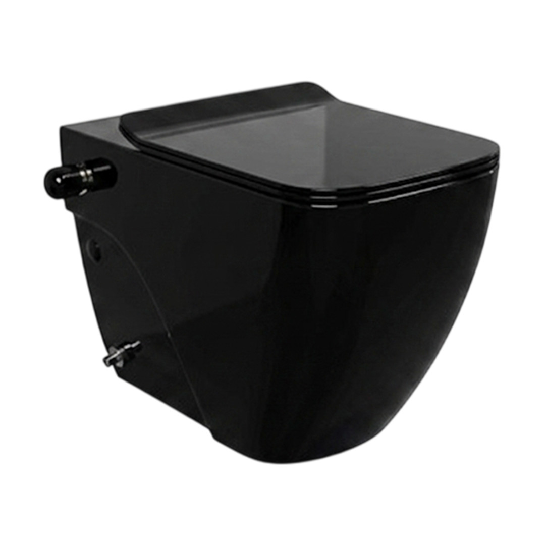 Lecico Matrix Square Rimless Wall-Mounted Toilet Seat Glossy Black
