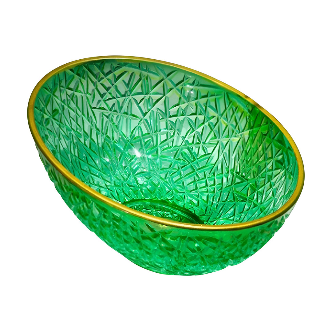 Drop Decorative Oval Glass Wash Basin Green
