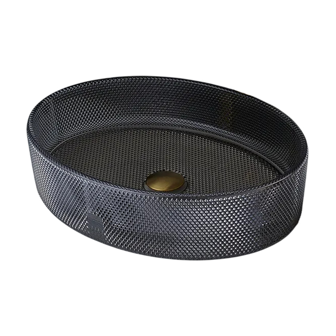 Drop Decorative Oval Glass Wash Basin Dark Grey