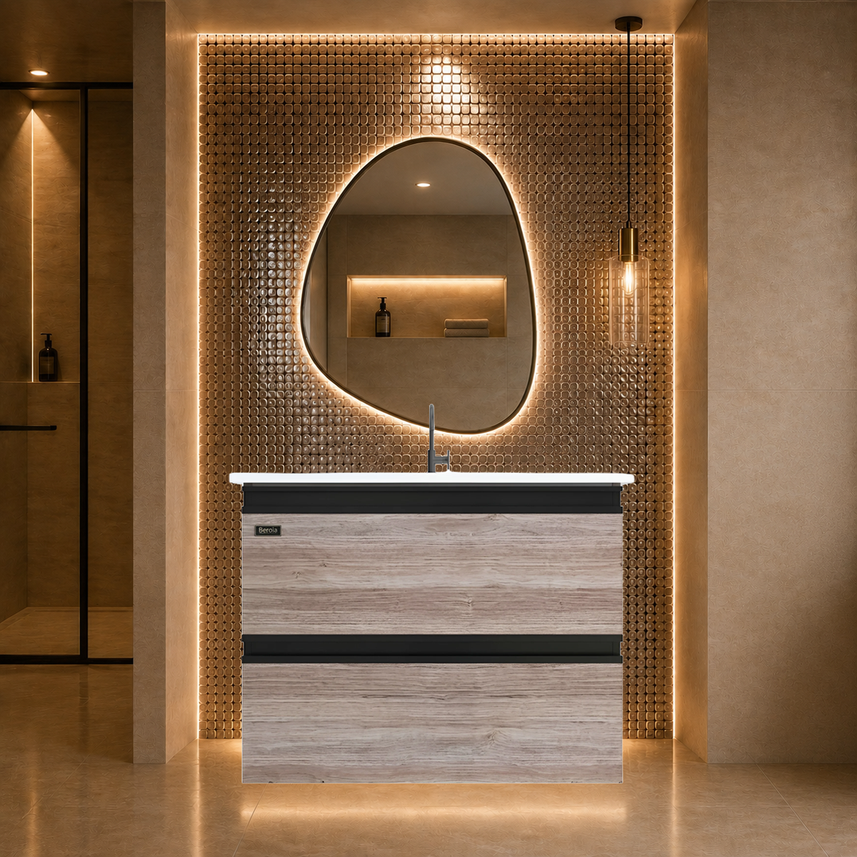 Beroia Furniture Unit with Washbasin 60×46 cm Wood base