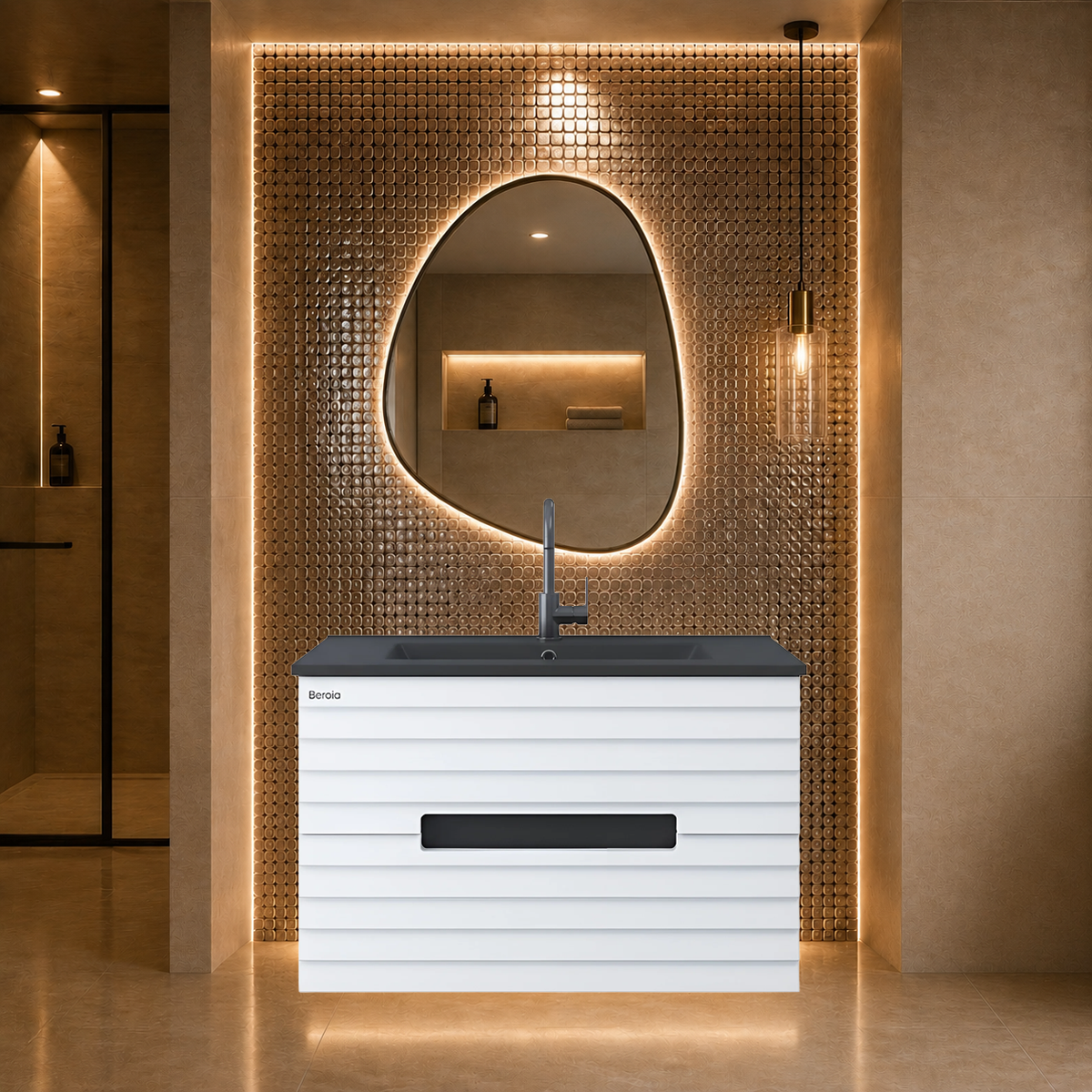 Beroia Furniture Unit with Washbasin 80×46 cm Black