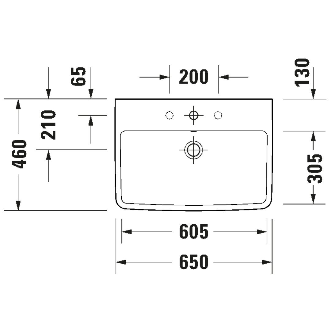 حوض ديورافيت نمبر وان 65×46 سم أبيض