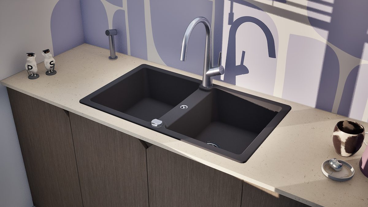 حوض مطبخ شوك Element N-200، لون نيرو