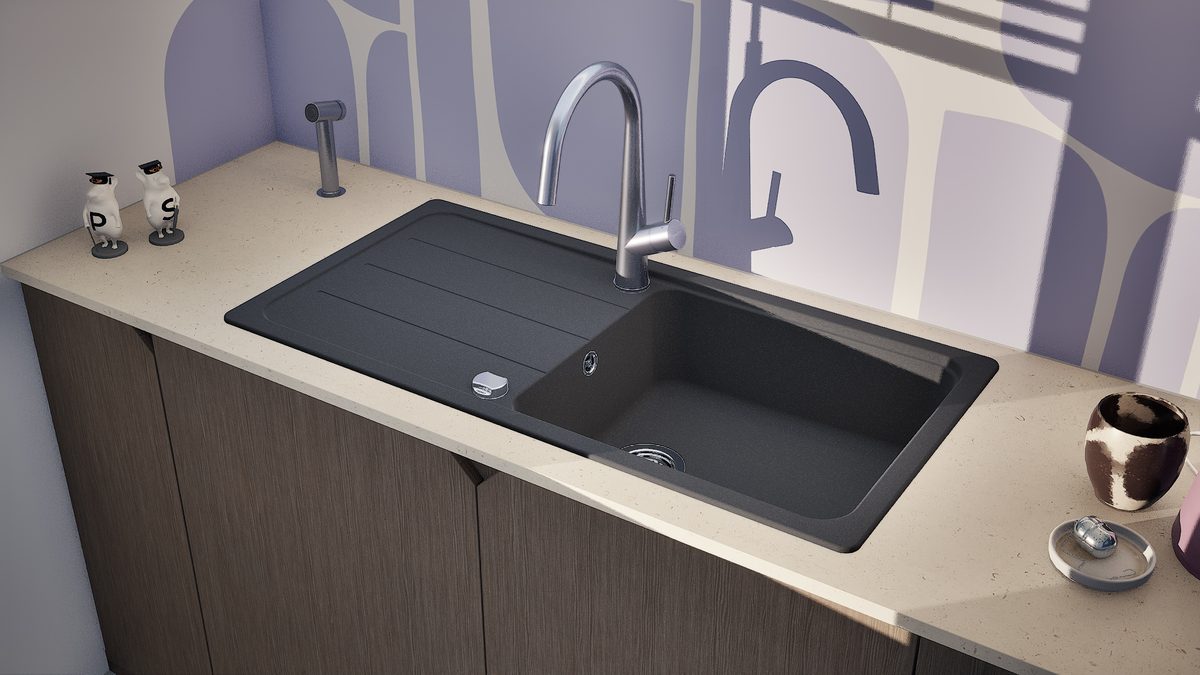 حوض مطبخ شوك Formhaus D-100L، لون أونيكس