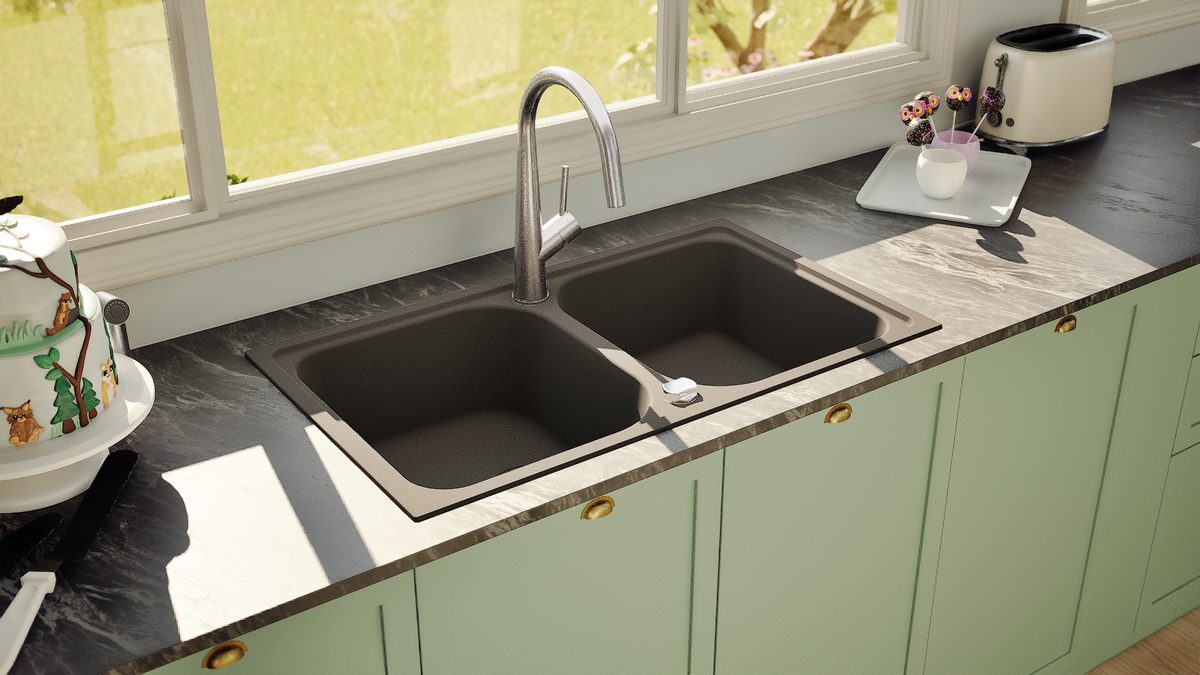 حوض مطبخ شوك Formhaus N-200، لون نيرو