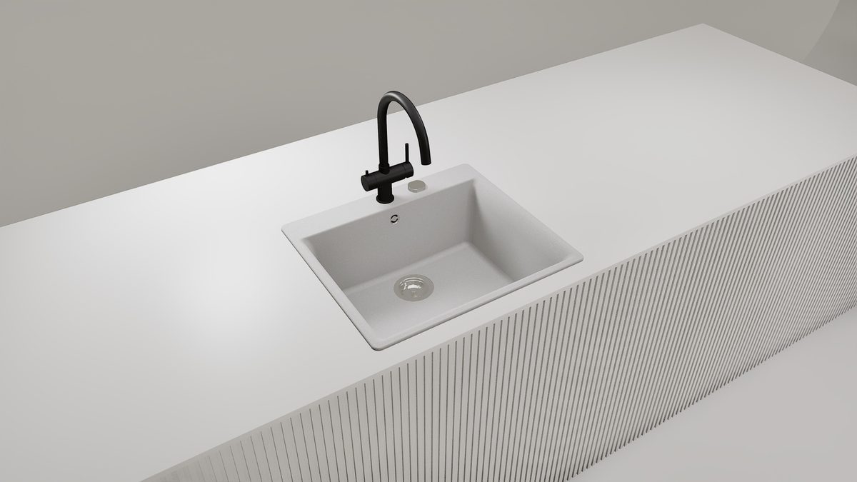 حوض مطبخ شوك GEMO N-100، لون ألبينا