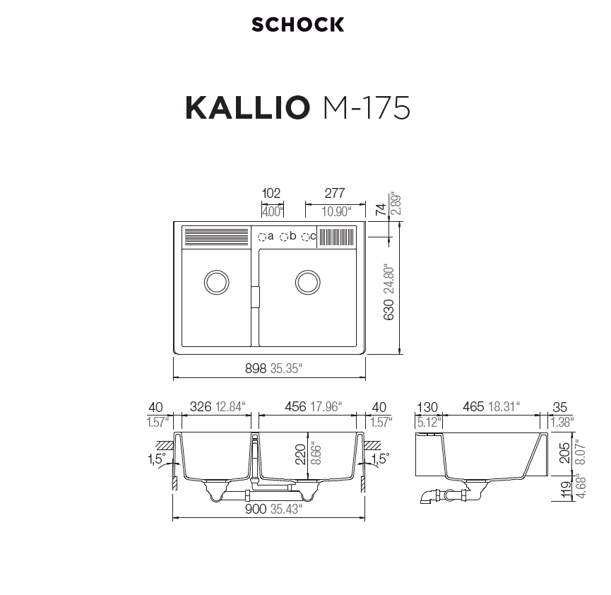 حوض مطبخ شوك Kallio M-175، لون آيفي