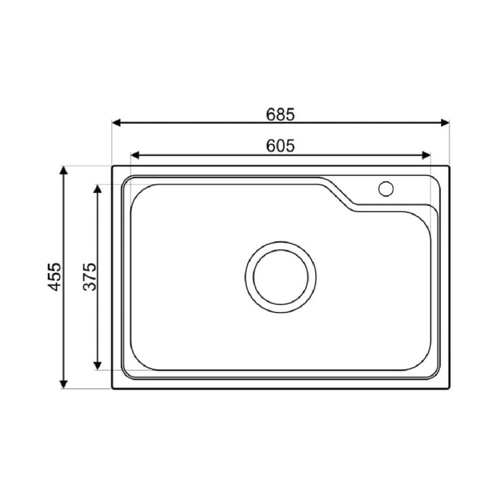 حوض مطبخ أصيل 45.5×68.5 سم أسود