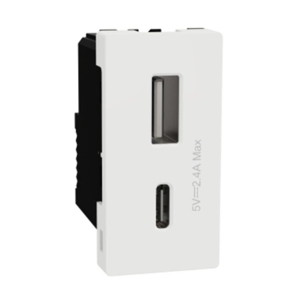 بريزة شاحن USB شنايدر إليكتريك ميلوز إي 4 أمبير أبيض