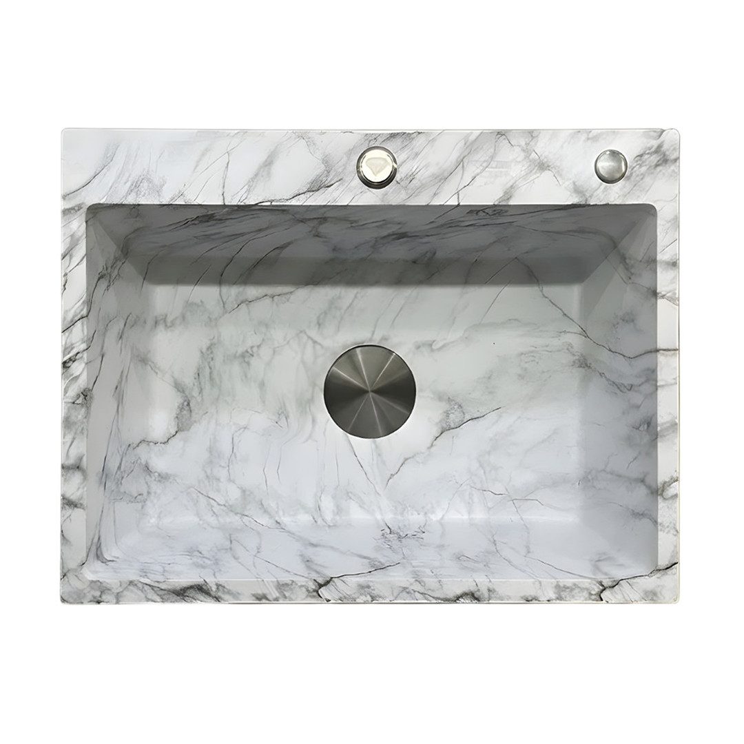حوض مطبخ دروب ماربل 49×80 سم أبيض
