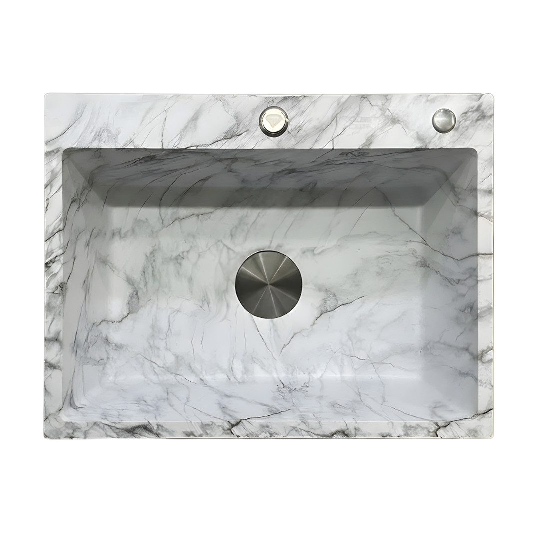 حوض مطبخ دروب ماربل 49×39 سم أبيض
