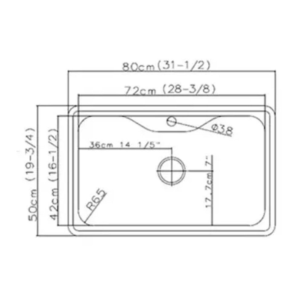 حوض مطبخ أصيل 50×80 سم استانلس
